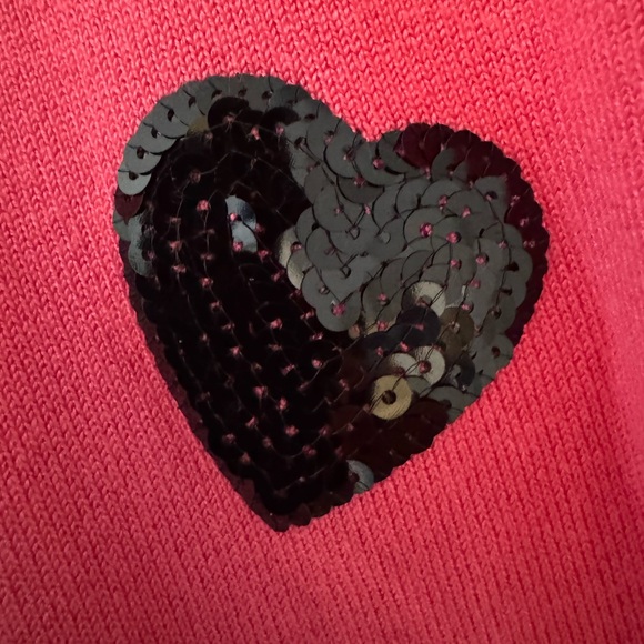 Marled by Reunited Clothing Pink Sweater with Black Sequin Hearts - Picture 7 of 11